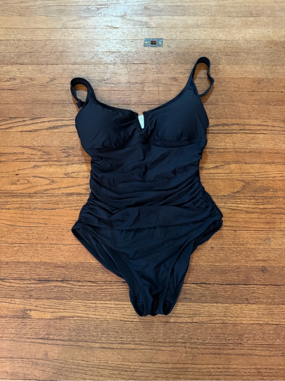 Anne Cole Black One-Piece Swimsuit with Ruched Front - Size Small